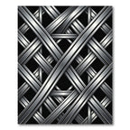 Metallic Silver Interlocked Geometric Grid Rug