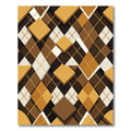 Brown Gold Diamond Interlocking Cubes Rug