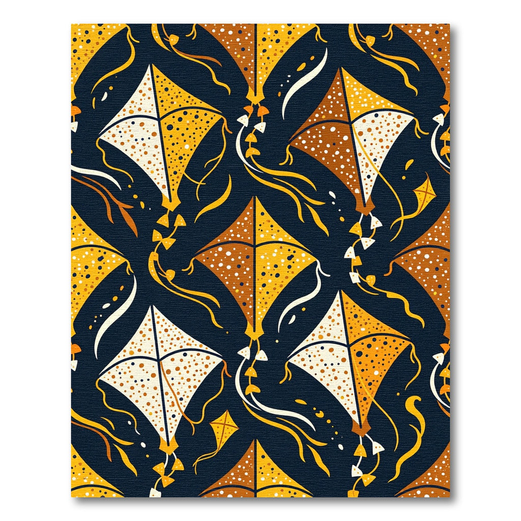 Golden Kite Dots With Navy Background Rug