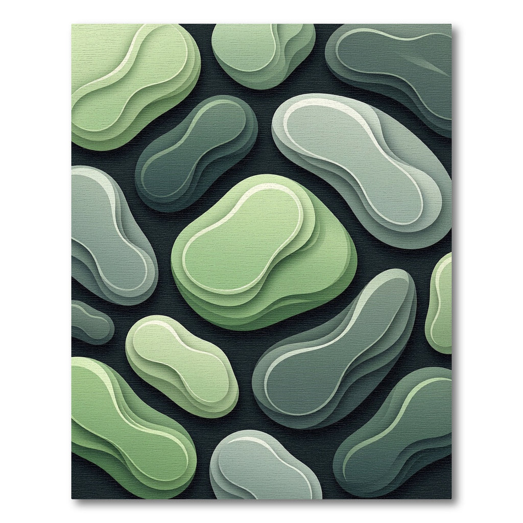 Abstract Organic Green Layered Shapes Rug