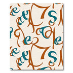 Rustic Teal Calligraphy Script Rug