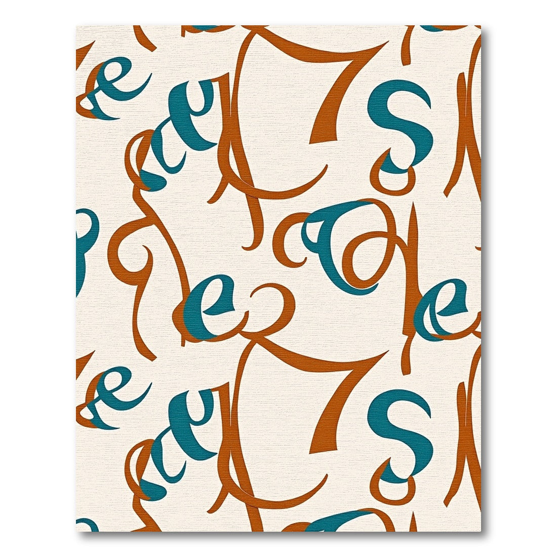 Rustic Teal Calligraphy Script Rug