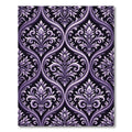 Damask Purple Floral Oval Rug