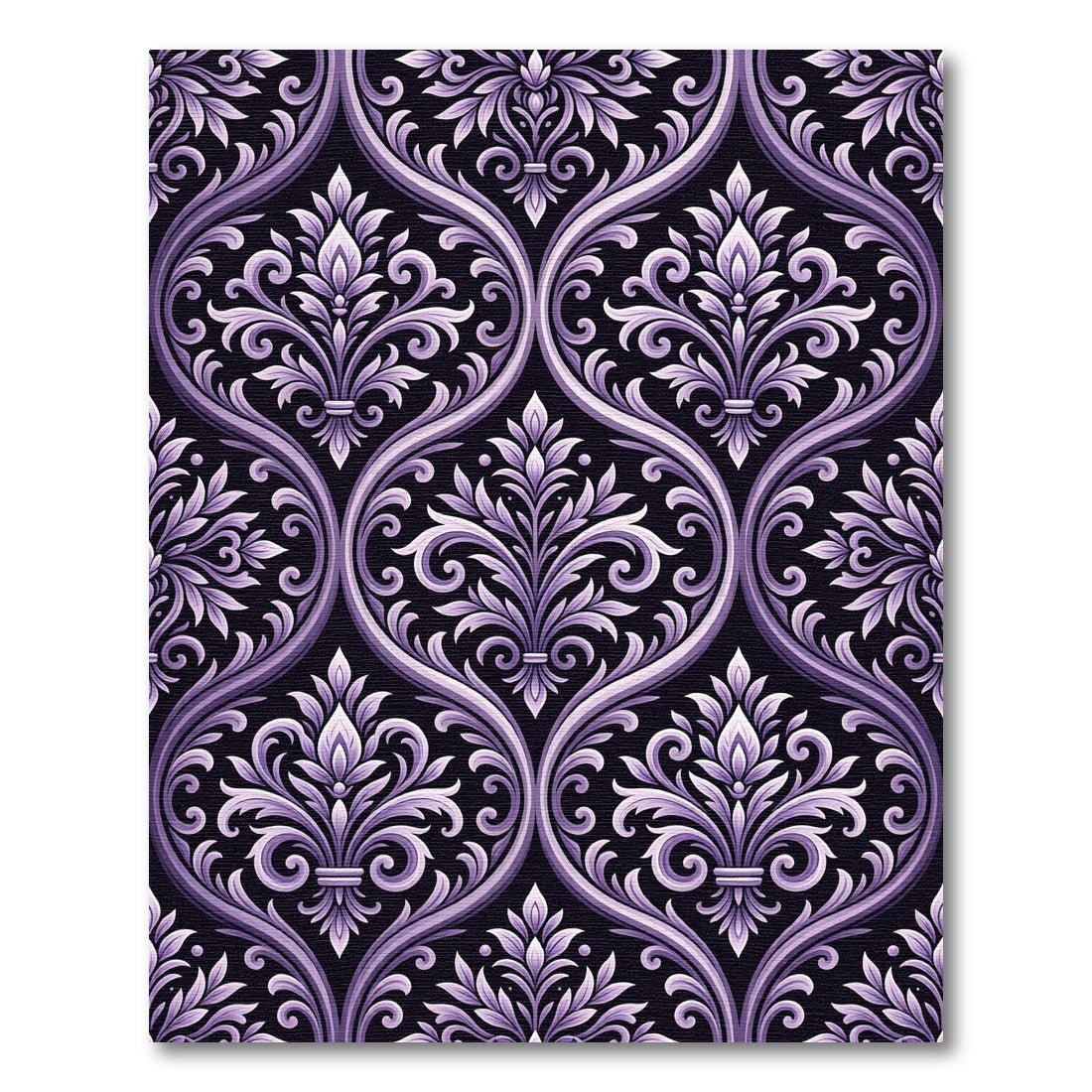 Damask Purple Floral Oval Rug