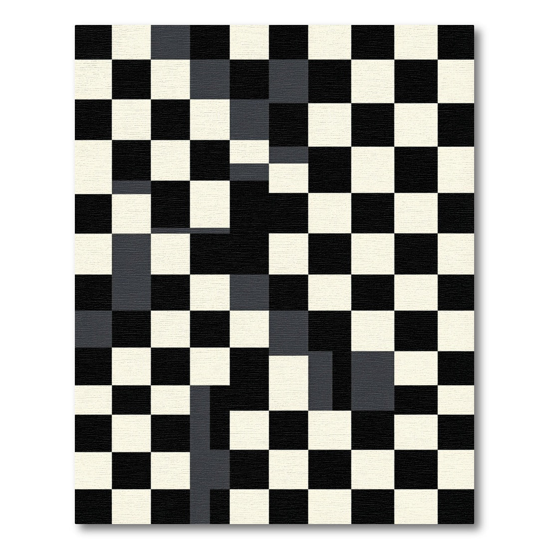 Monochromatic Graphic Checkerboard Arrangement Rug