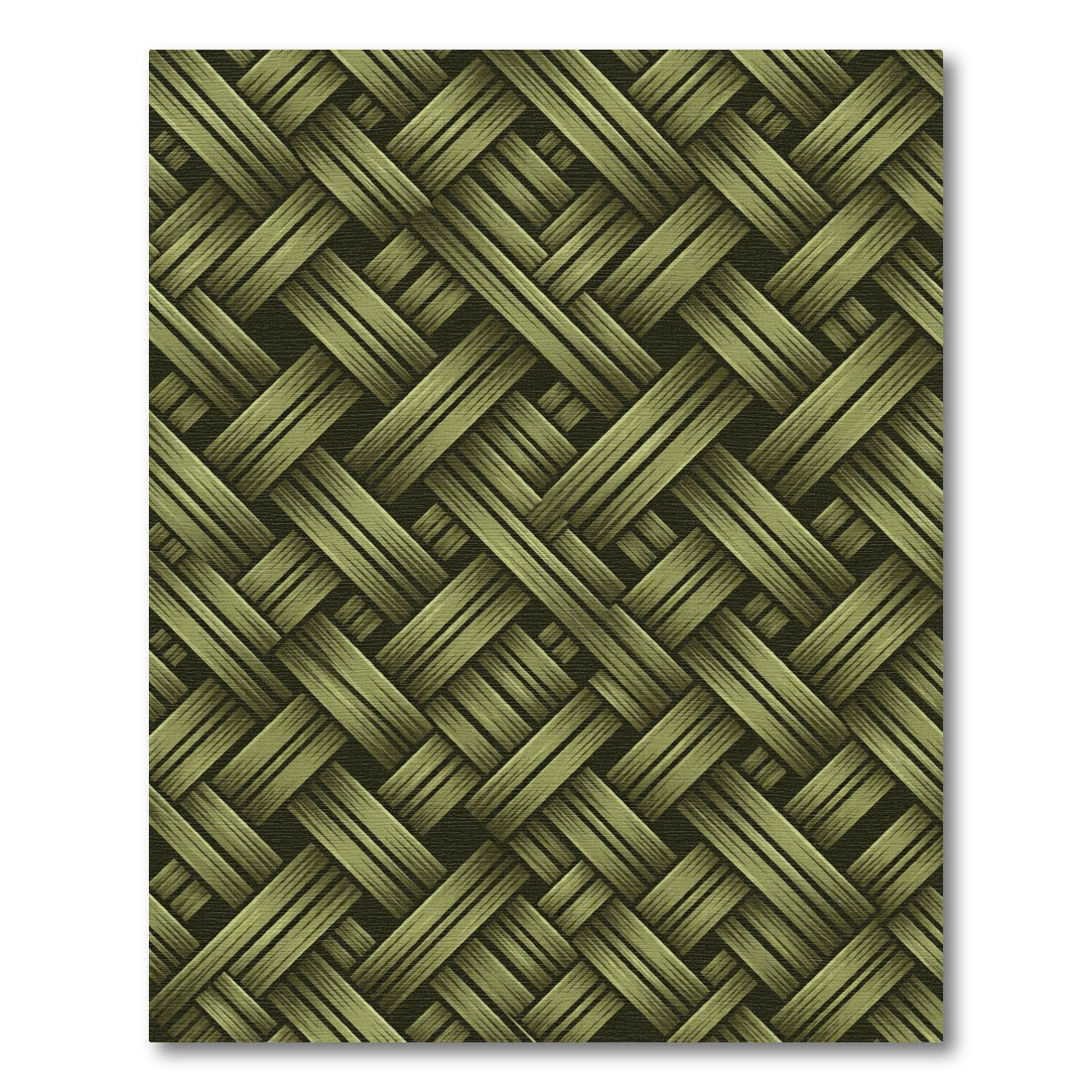 Olive Green Woven Basket Lattice Rug