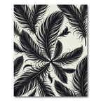 Elegant Black Feather Garden Arrangement Rug