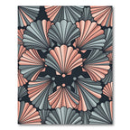 Art Deco Coral Teal Fan Rug