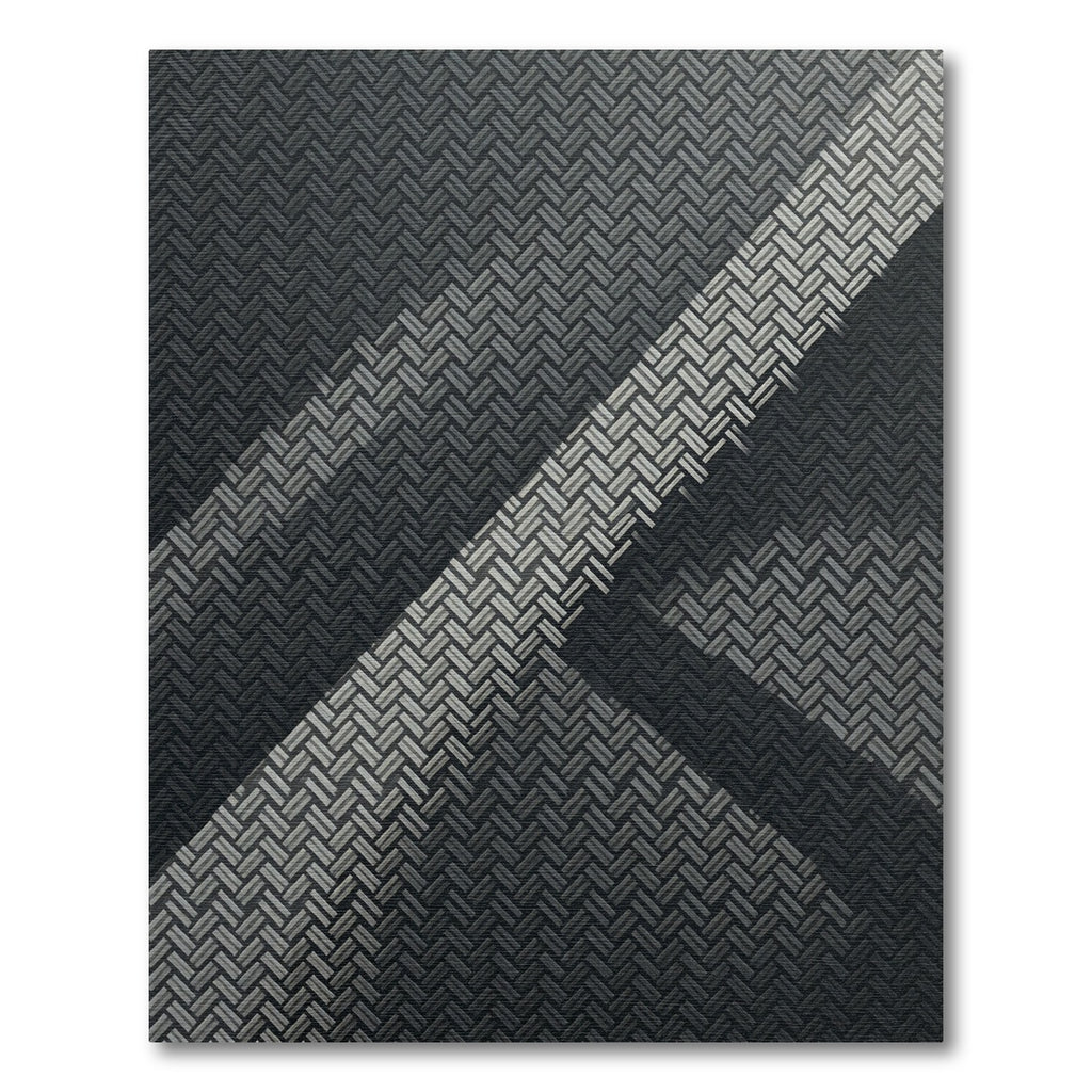 Modern Monochrome Geometric Interlocking Grid Rug