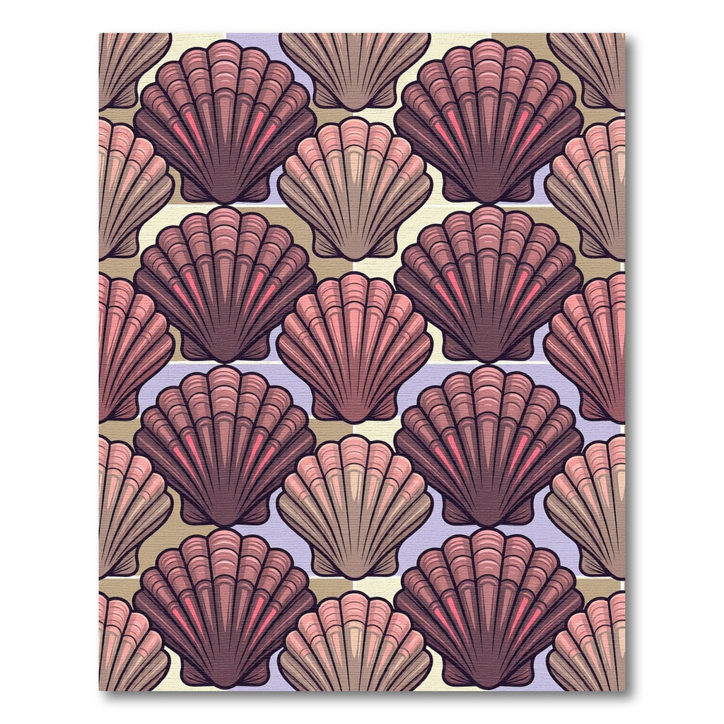 Pink Scallop Shell Coastal Pattern Rug