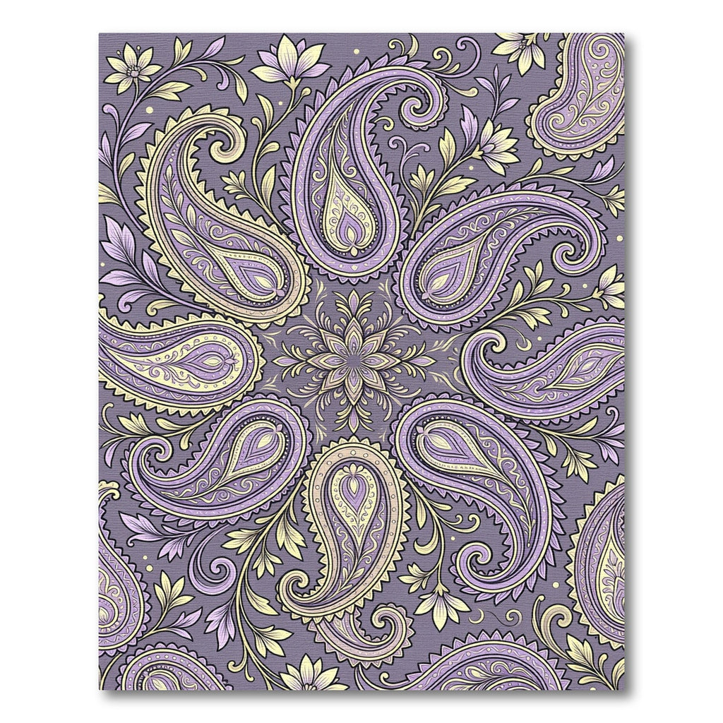 Lavender Yellow Paisley Floral Medallion Rug