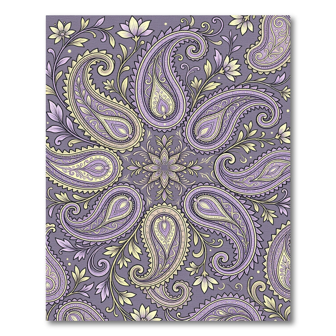 Lavender Yellow Paisley Floral Medallion Rug