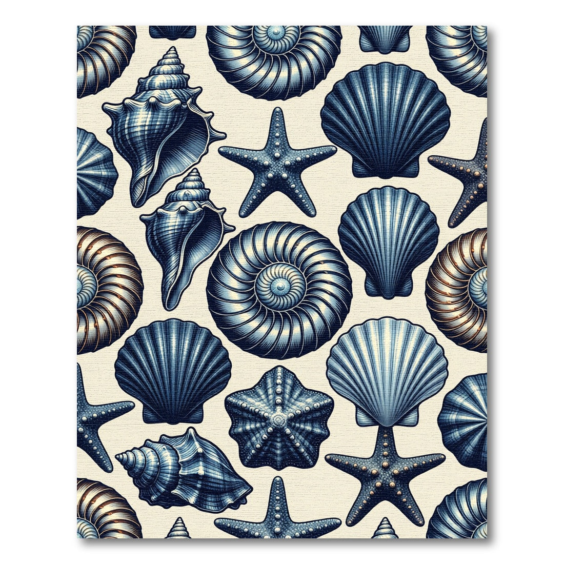 Deep Blue Sea Shell Starfish Collection Rug