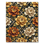 Golden Peony Lattice Floral Charcoal Rug