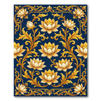 Golden Lotus Filigree Dark Navy Rug