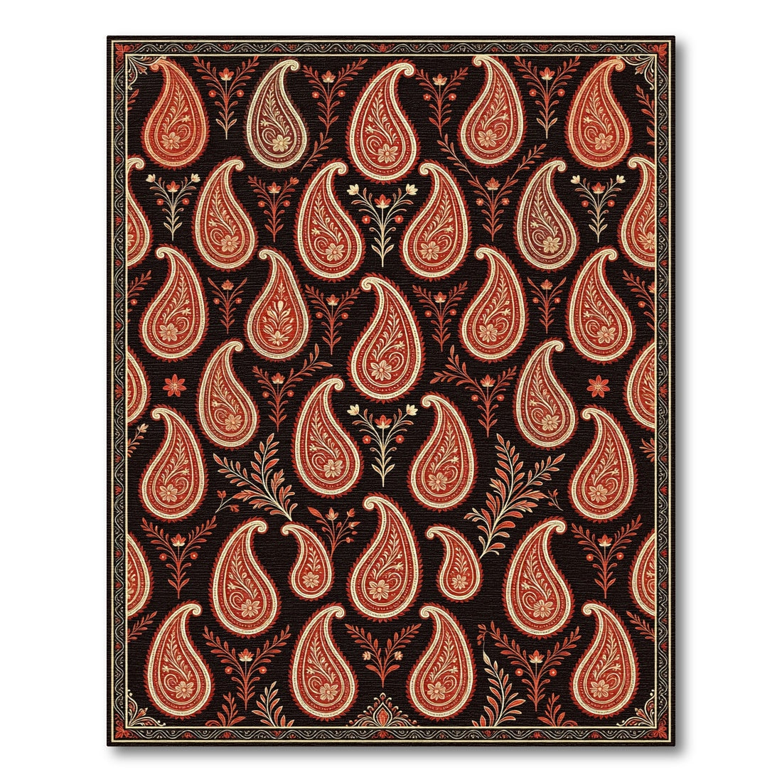 Crimson Paisley With Floral Sprigs Rug