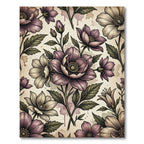 Vintage Floral Illustration in Dusty Mauve Rug