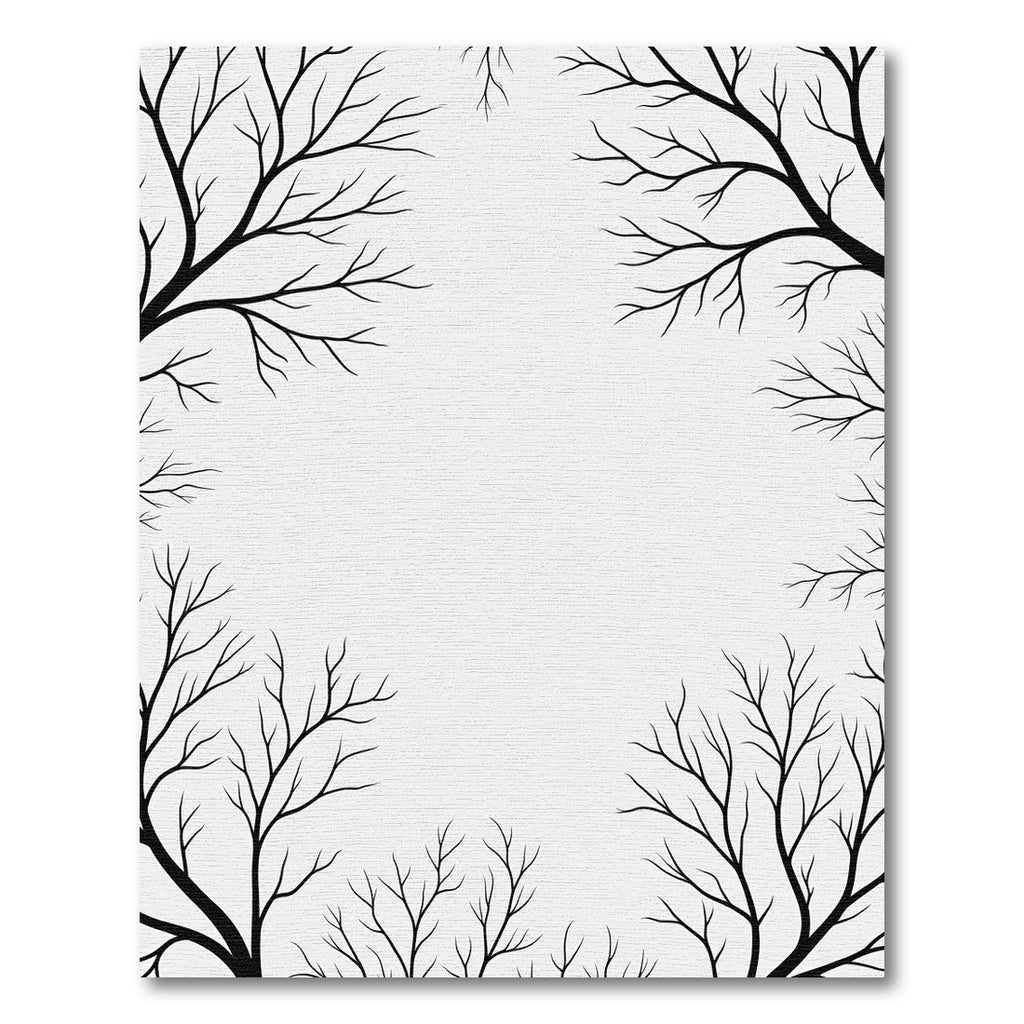 Black Bare Tree Branches Corner Accents Rug