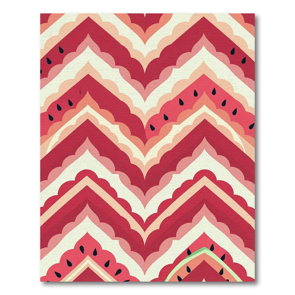 Playful Watermelon Chevron Striped Art Rug