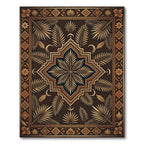 Golden Leafy Botanical Medallion Art Rug