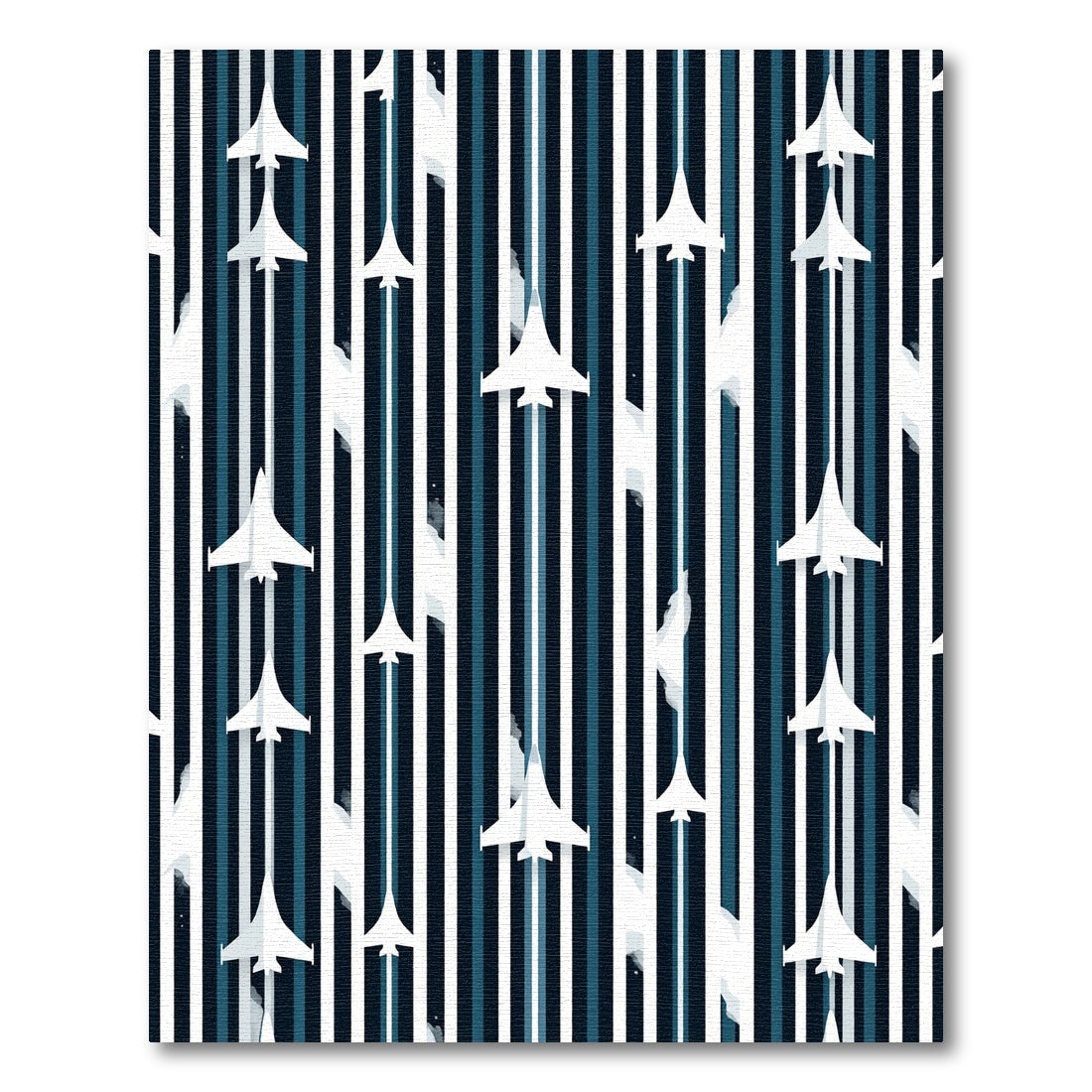 Minimalist Navy Stripe Aerial Fighter Jet Rug