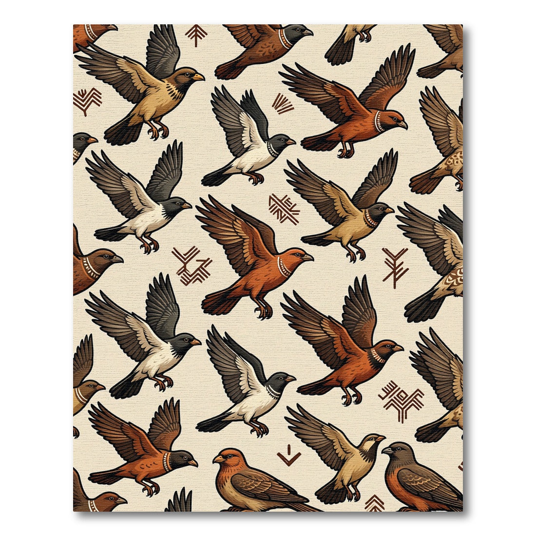 Vintage Flying Sparrow Earthy Folklore Rug