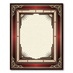 Art Deco Crimson Gold Geometric Frame Rug