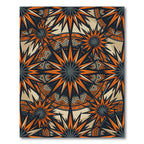 Angular Sunburst Geometric Orange Charcoal Rug