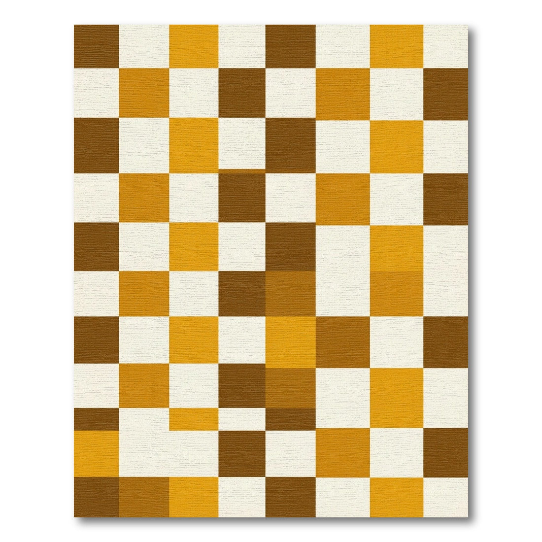 Warm Brown White Checkerboard Squares Rug