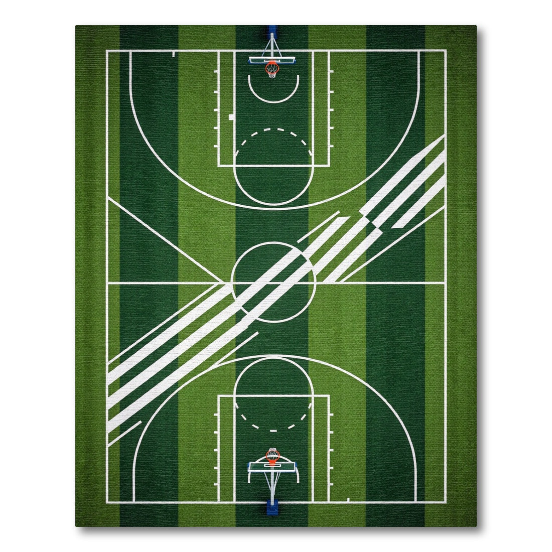 Modern Forest Green Athletic Court Rug