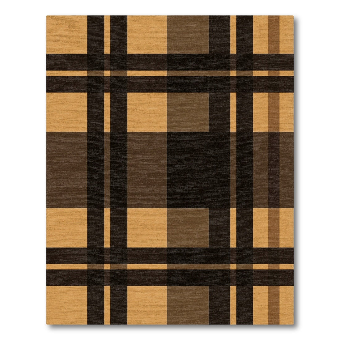 Amber Brown Plaid Squares Rug