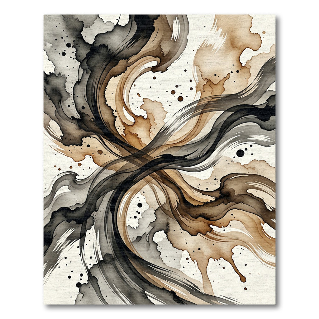 Earthy Swirling Watercolor Ink Wash Rug