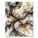 Earthy Swirling Watercolor Ink Wash Rug