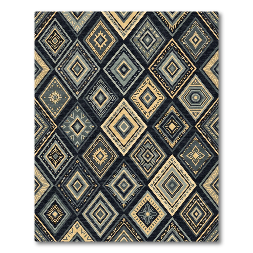 Gray Khaki Diamond Ethnic Collection Rug