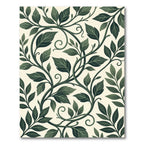 Lush Dark Green Botanical Vine Foliage Rug