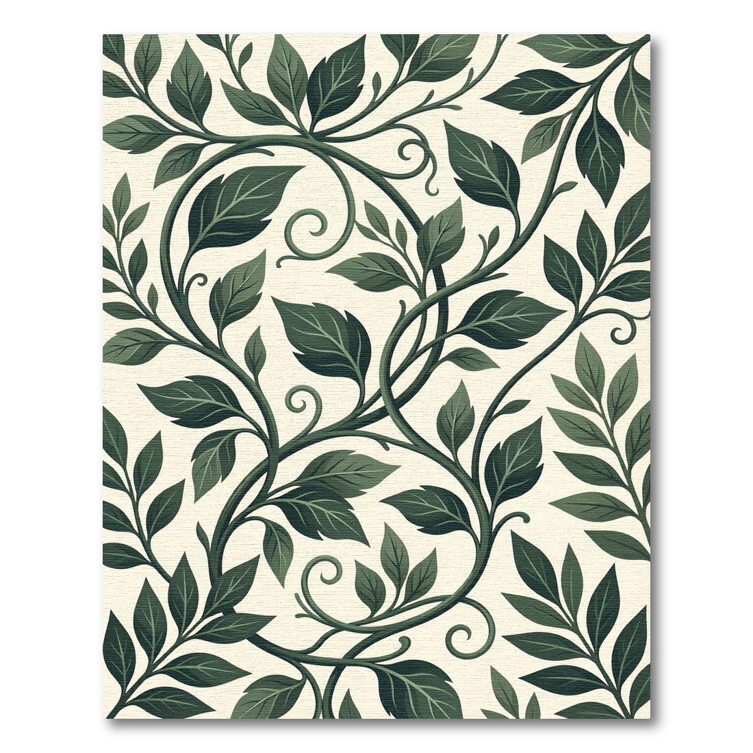 Lush Dark Green Botanical Vine Foliage Rug