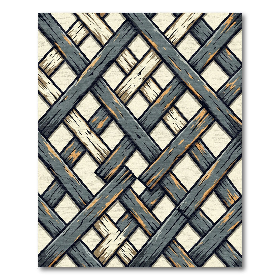 Woven Slate and Cream Lattice Grid Rug