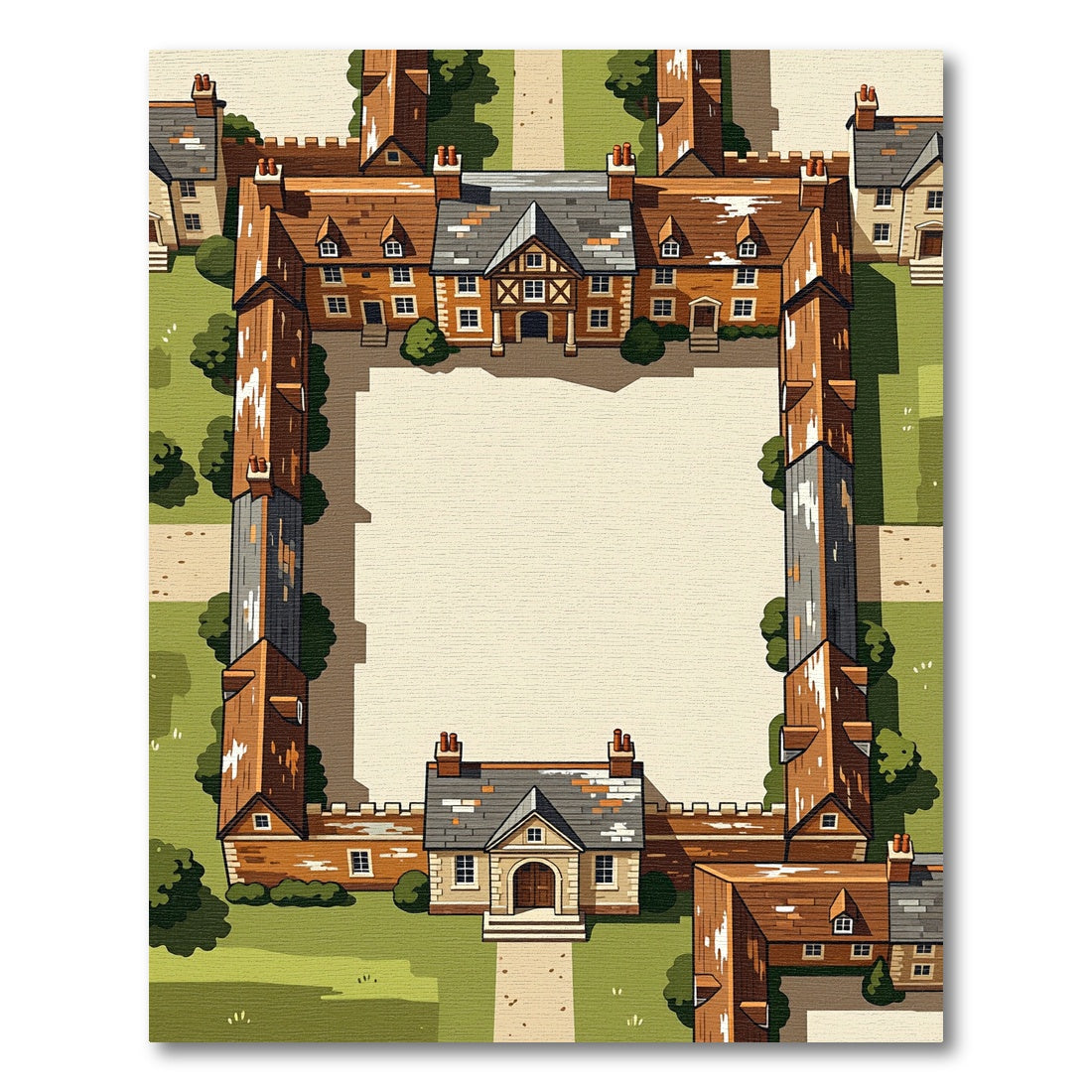 Courtyard Town houses Architecture Collection Rug