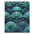 Turquoise Blue Gold Fan Collage Rug