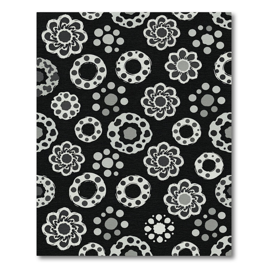 Monochromatic Floral Ring Scatter Composition Rug