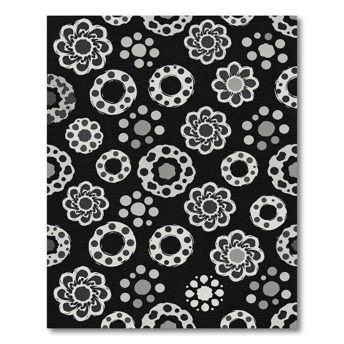 Monochromatic Floral Ring Scatter Composition Rug
