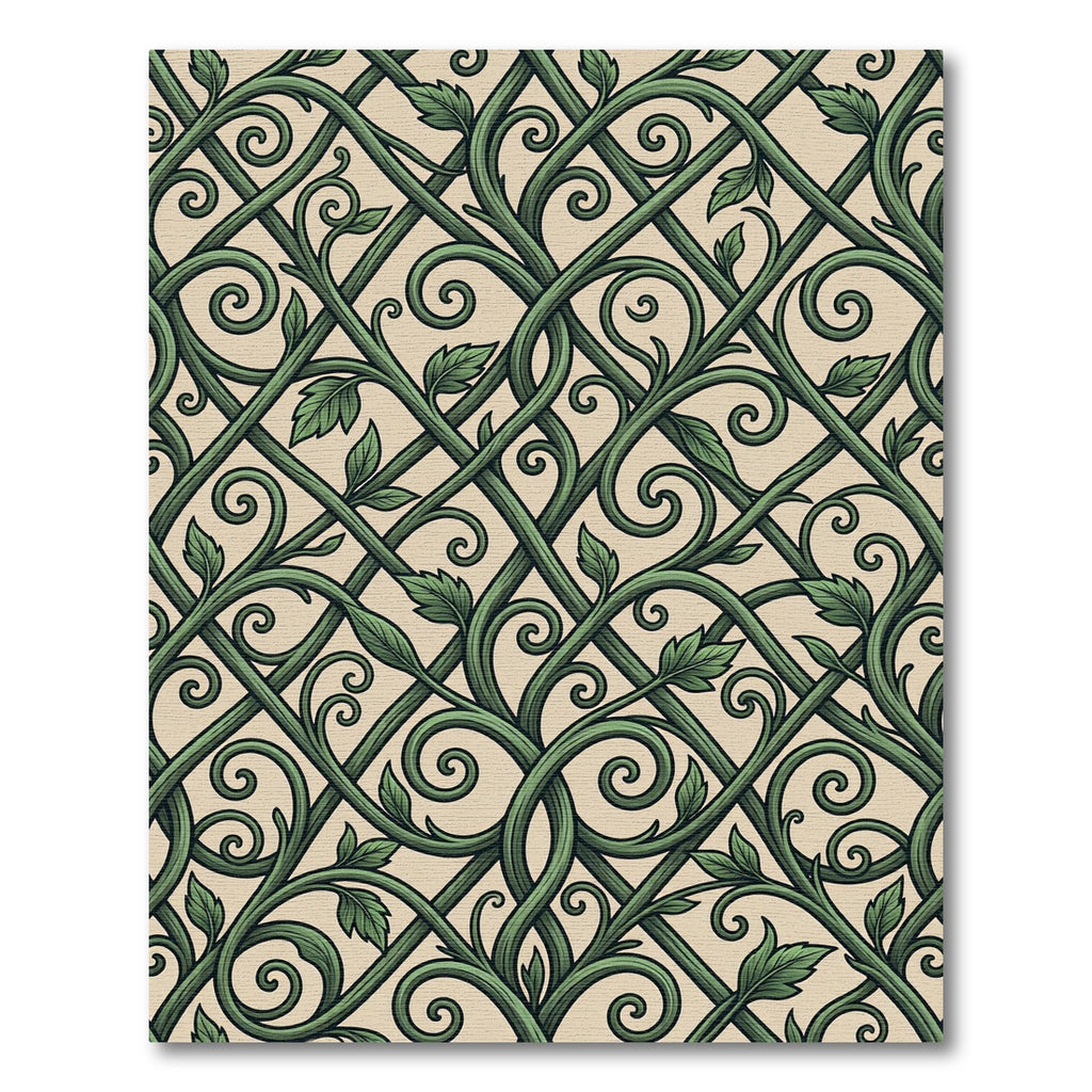 Elegant Green Trellis Garden Vine Rug
