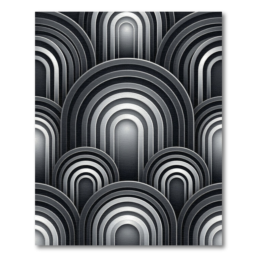 Monochrome Arched Art Deco Geometric Rug