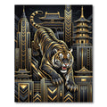 Bold Black Gold Tiger Cityscape Rug