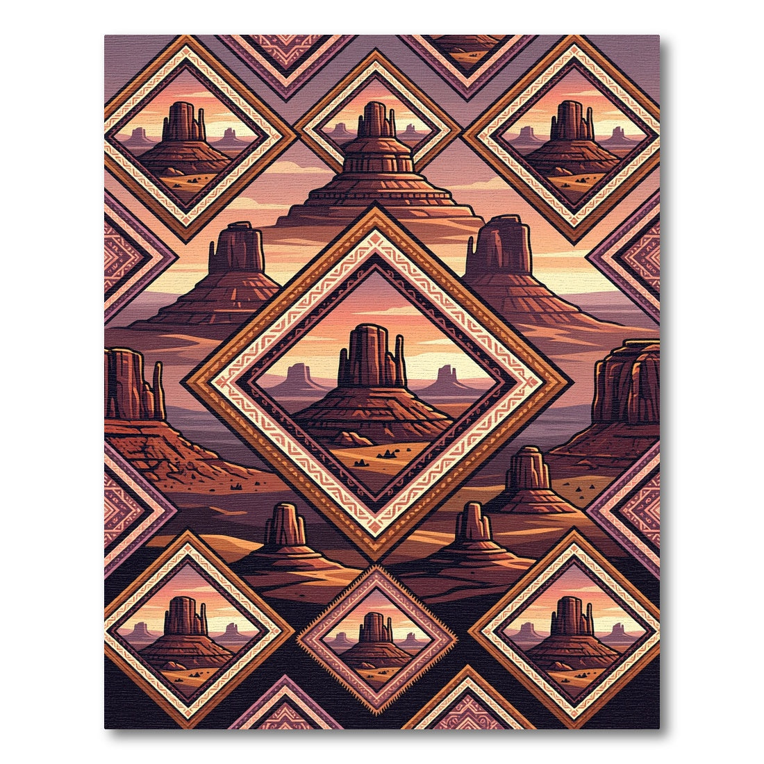 Southwestern Desert Mountain Geometric Rug