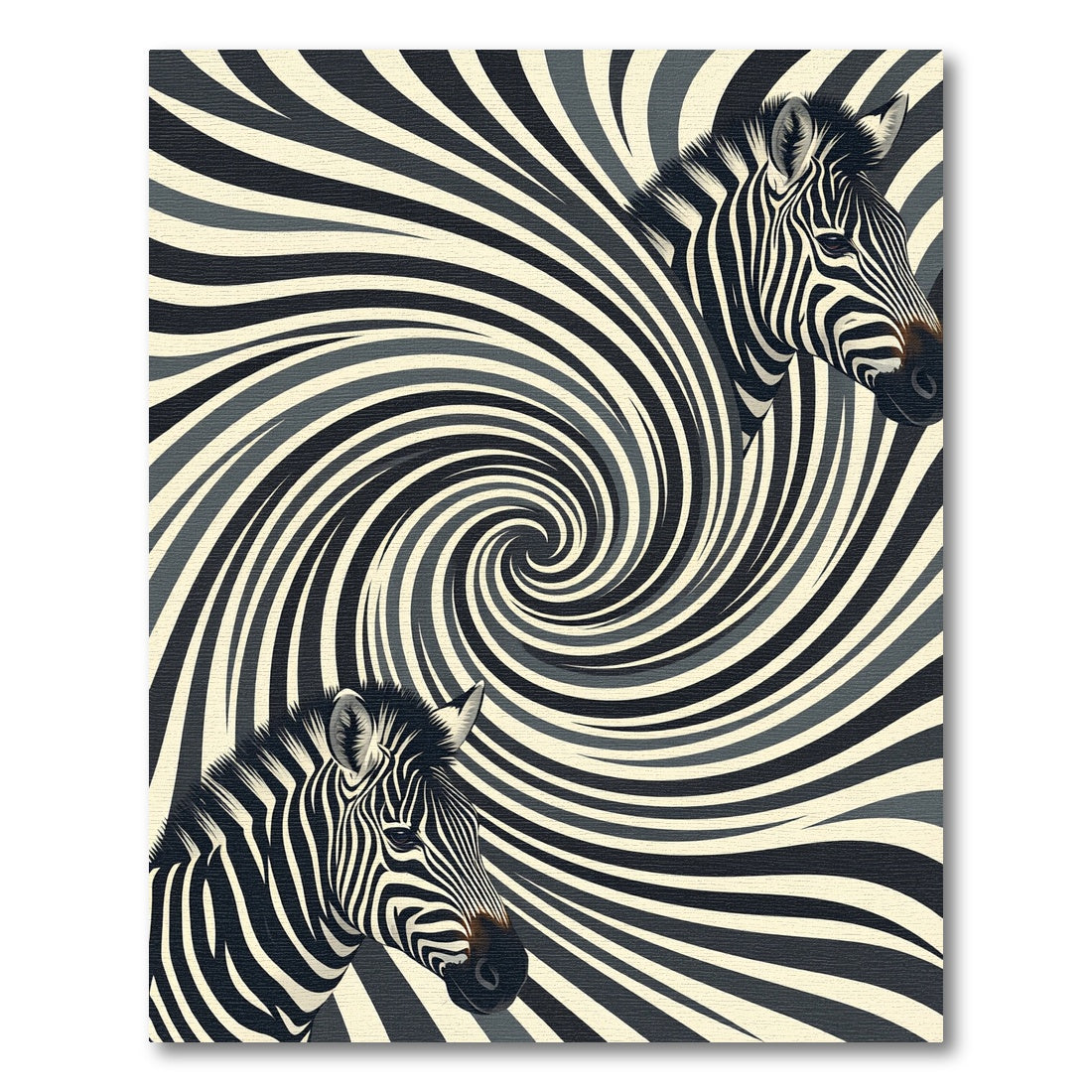 Monochrome Zebra Swirl Vortex Rug