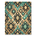 Tan Teal Snake Skin Diamond Rug