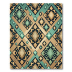 Tan Teal Snake Skin Diamond Rug