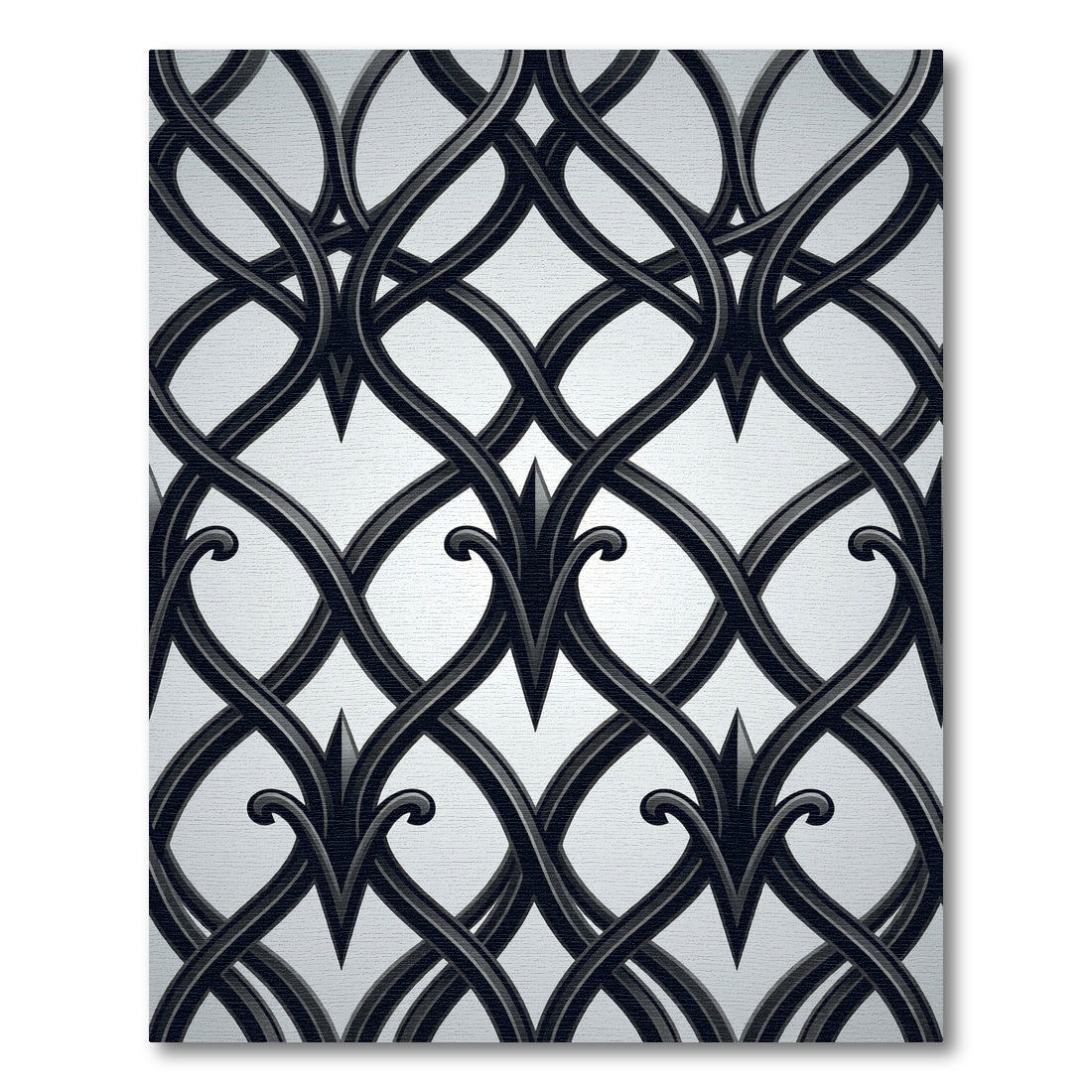 Elegant Charcoal Gothic Filigree Interlaced Rug