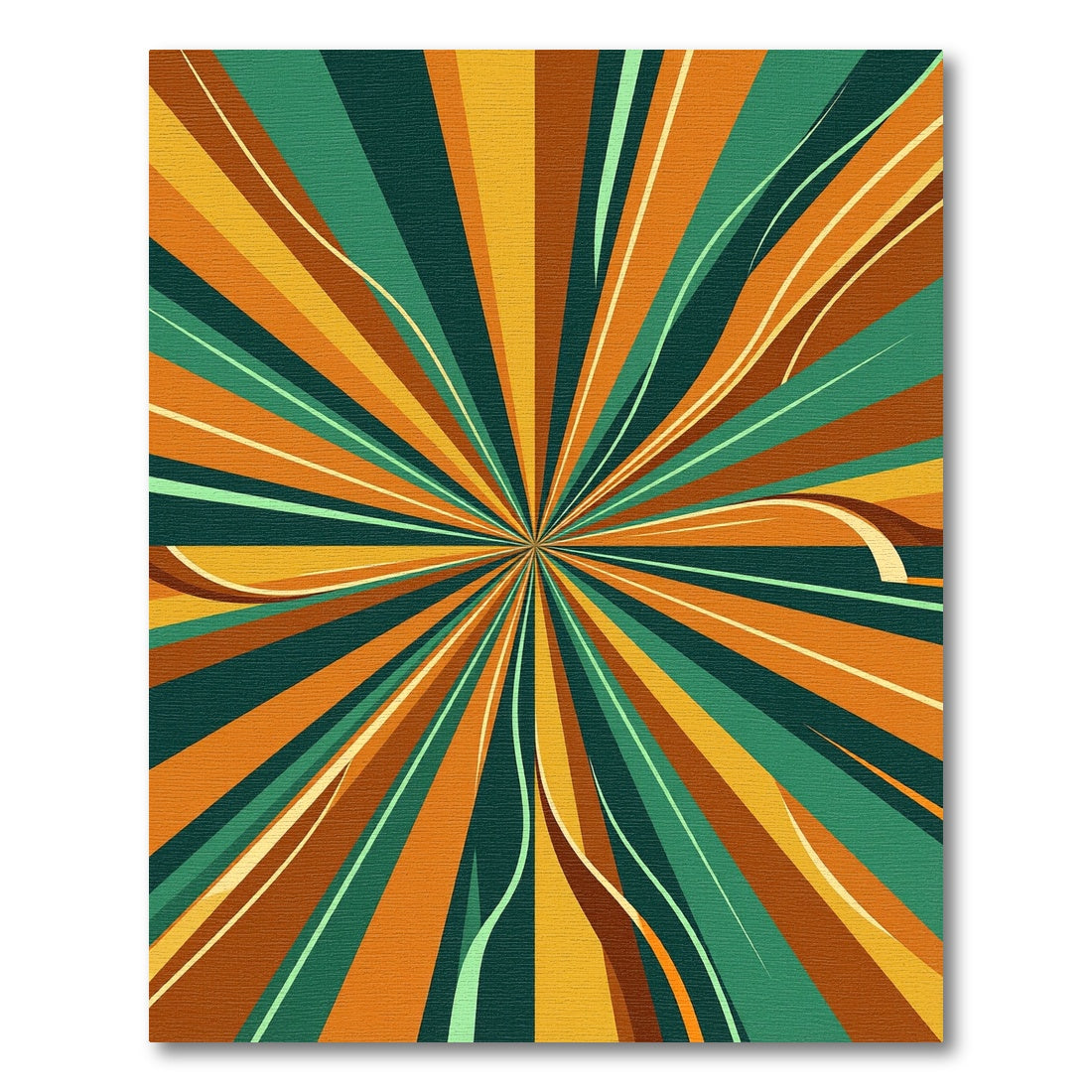Retro Radiant Sunburst Abstract Gold Forest Rug
